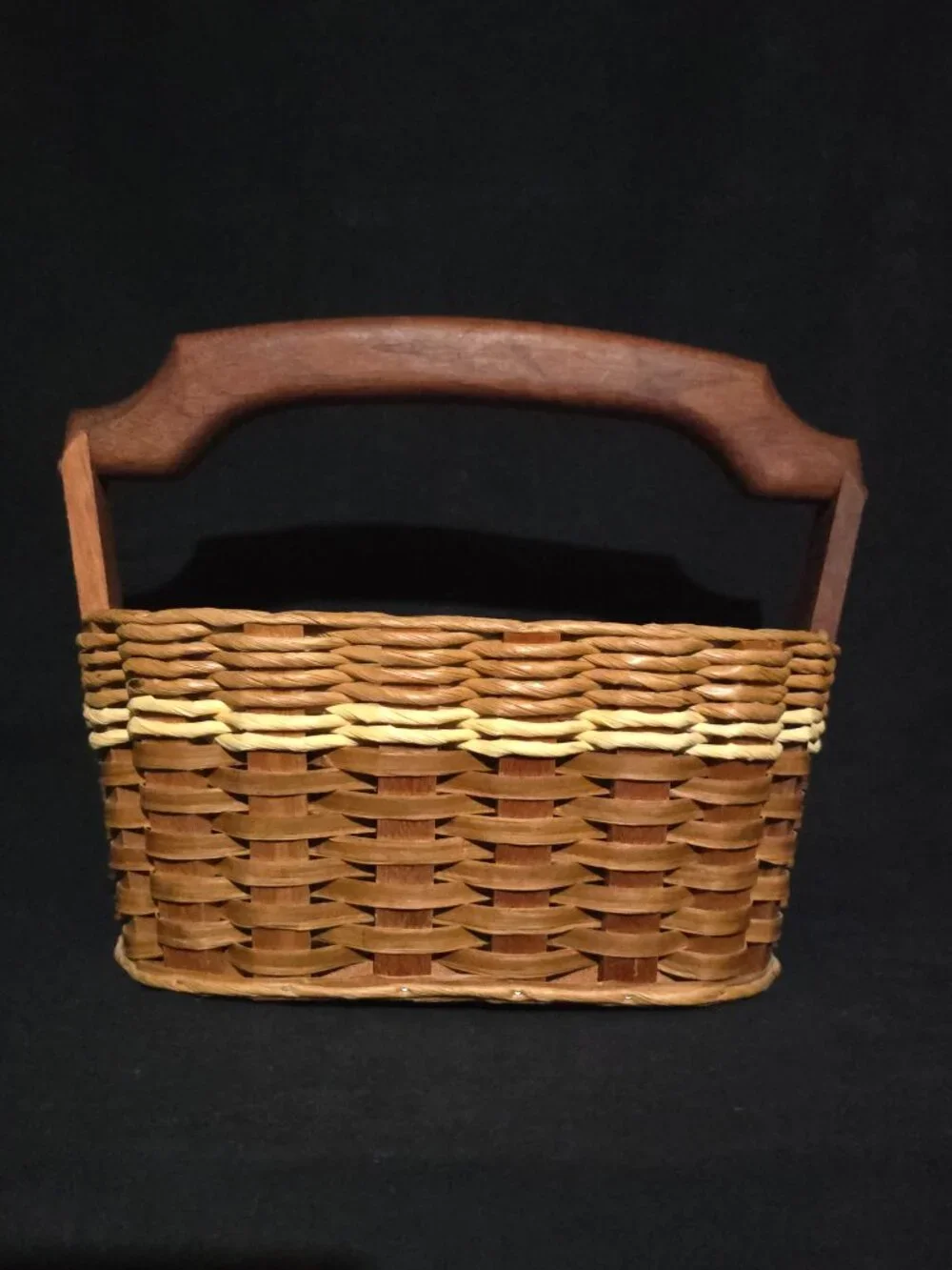 Foxcreek Baskets Silverware Basket w Handle - Navy Natural Ivory